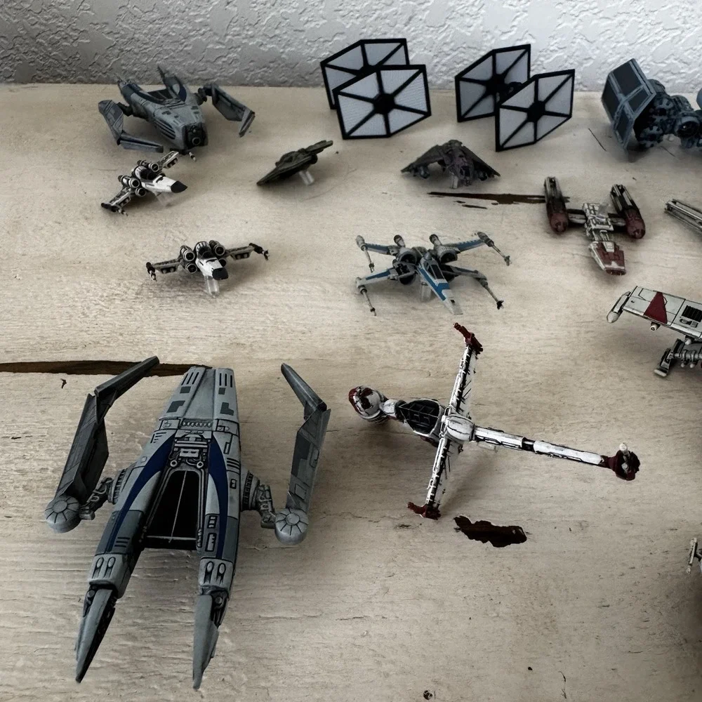 Star Wars X-wing War Game Lot; Case, Bits, Cards, Models, Templates Included